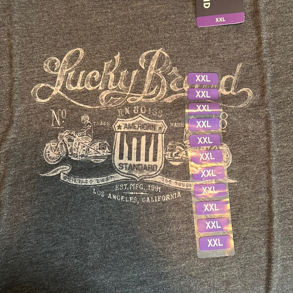 Lucky Brand Mens Jet Black Tee Shirt 2X, XXL